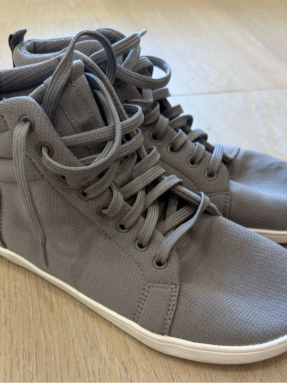 Feelgrounds High Top Knit Grey Minimalist Barefoot Shoes Zero Drop Highrise Knit
